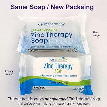 Dermaharmony 2% Pyrithione Zinc (ZnP) Bar Soap 4 oz - Crafted for Those with Skin Conditions - Seborrheic Dermatitis, Dandruff, Psoriasis, Eczema, etc.