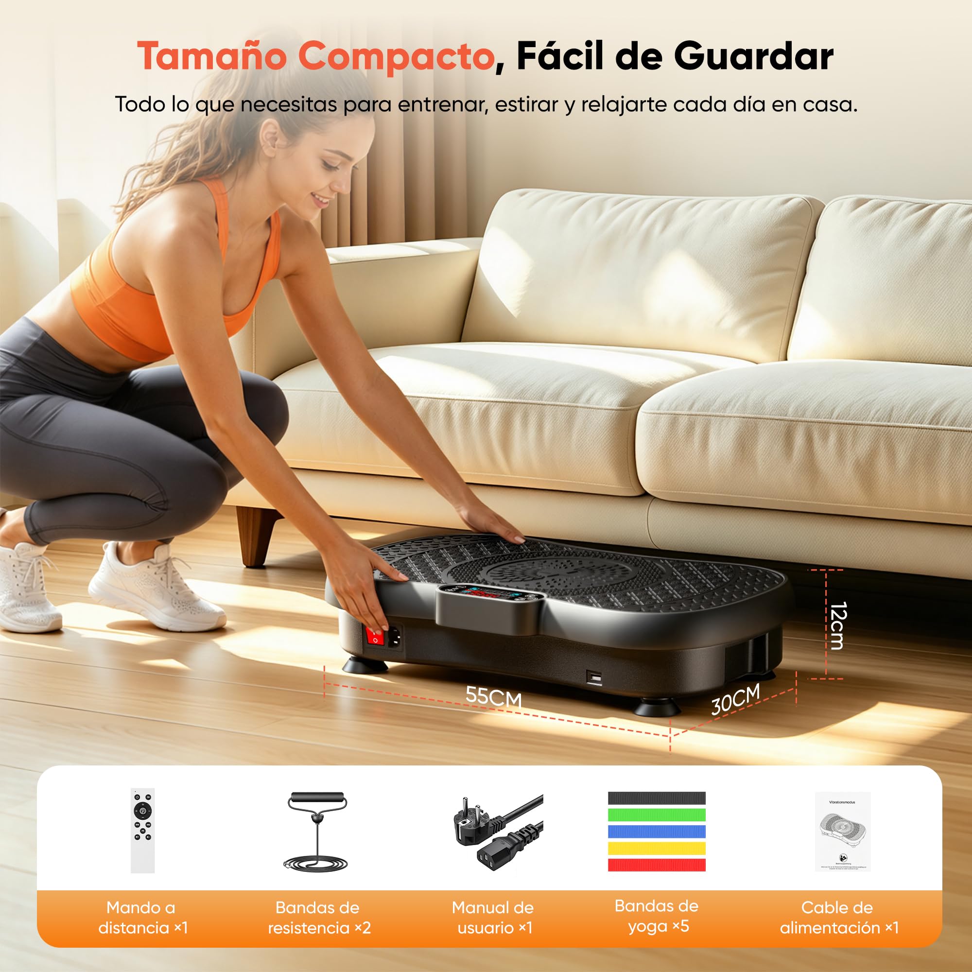 GIDGIMO Plataforma Vibratoria Fitness, Máquina de Vibración de Cuerpo Completo para Entrenamiento en Casa, con Música Bluetooth, Mando a Distancia y 5 Bandas de Resistencia