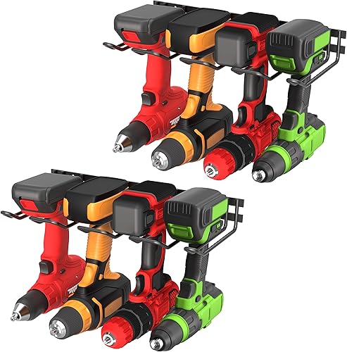 Soporte para taladro, organizador de herramientas eléctricas, soporte de pared resistente de 80 libras, 4 soportes gruesos de metal, estante de disponible en Yaxa El Salvador