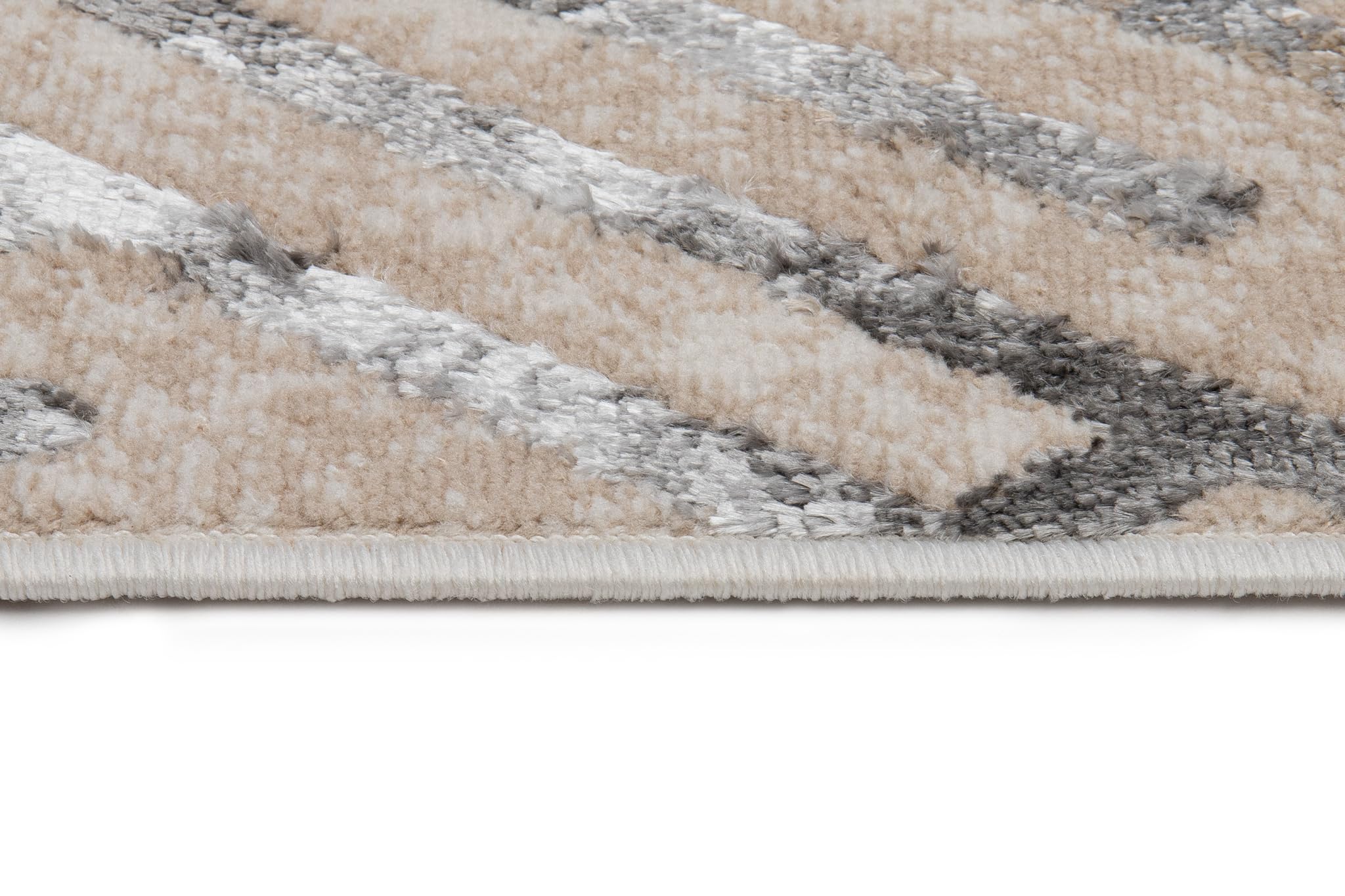 TAPISO Crystal Teppich Läufer Glänzend Grau Beige Schwarz Modern Gitter Verwischt Muster Wohnzimmer Schlafzimmer Flur Eingang ÖKO-TEX 100 x 130 cm