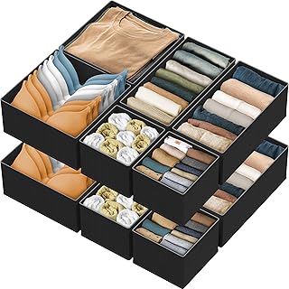 Simple Houseware Clothes Drawer Organiser, 12 Pack, Black