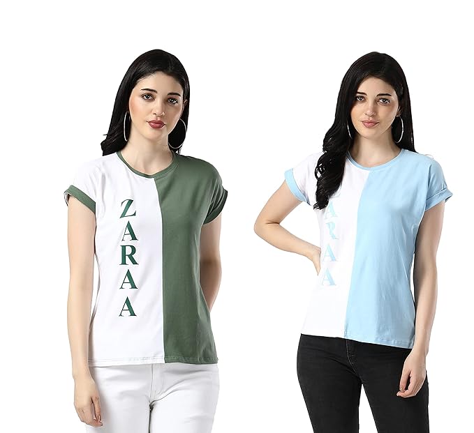 DHRUVI TRENDZ Womens Lycra top for Office Wear, Casual Wear, Under 399 Combo with Cap Sleeves Top for Women/Girls (Pack of 2)