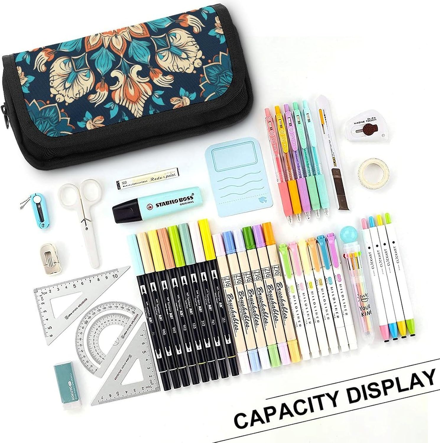 Pencil Pouch Vintage Mandala Flowers Pencil Case for Men Women Cosmetic Bag Aesthetic Pen Bag for Office Multifunctional Bag Marker Pen Case