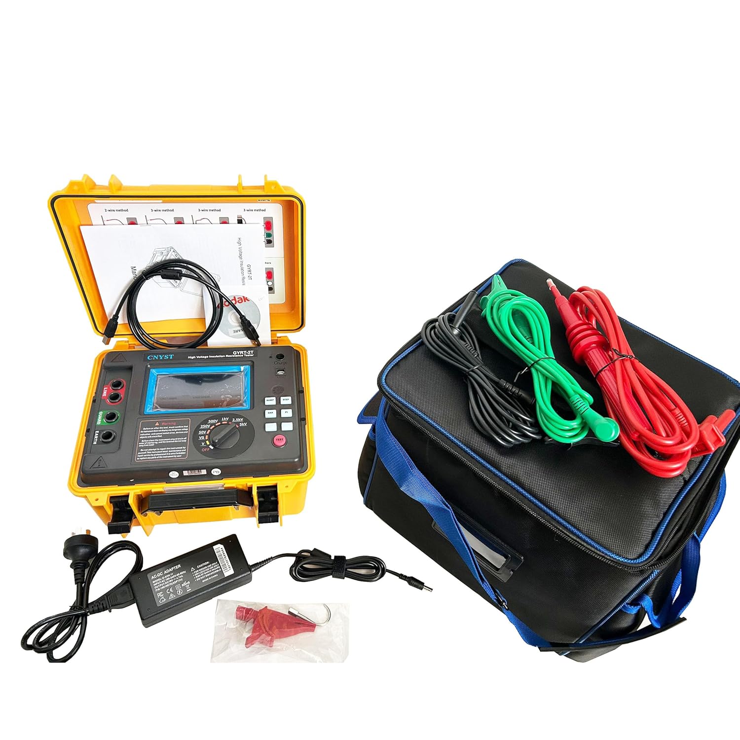 High Voltage Insulation Resistance Tester 5 kv Insulation Tester with Voltage Monitor Function Test Timer Function Discharge Function Rated Voltag 250v~5Kv (5 Gears)