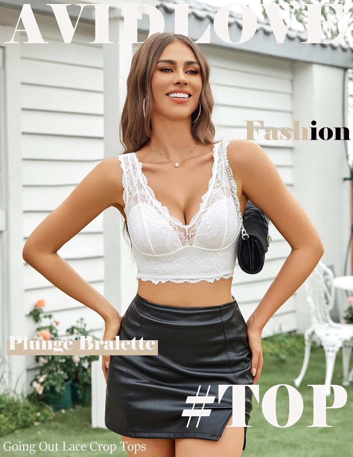 Avidlove Womens Lace Bralette Deep V Plunge Bra Wireless Longline Sexy Tank Tops Soft Crop Top Non Padded - Image 4