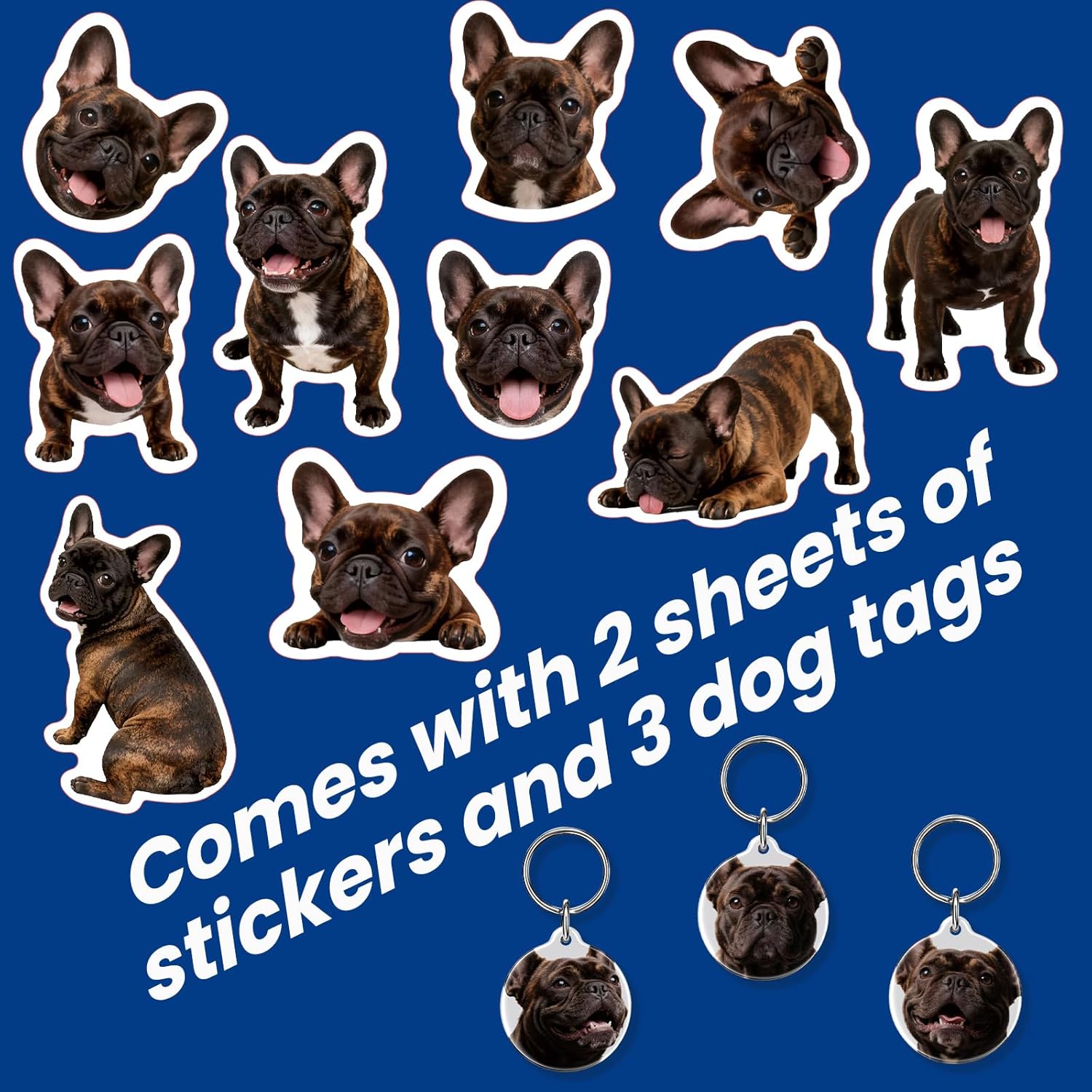 Brindle French Bulldog Dog Vest Harness, Lightweight & Comfortable No-Pull Design, with Reflective Trim, Includes 3 Frenchie QR Code Dog Tags & 2 Sticker Sheets, Smart Safety Harness Gift Set (M, Red)