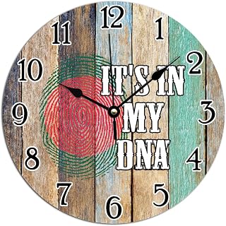 World Traveler Clock Bangladesh Flag PVC Home Decor Wall Clock Bangladesh It's in My DNA Wall Clocks Non Ticking Battery Operated Clock for Living Room 10x10in Gift to Patriotic