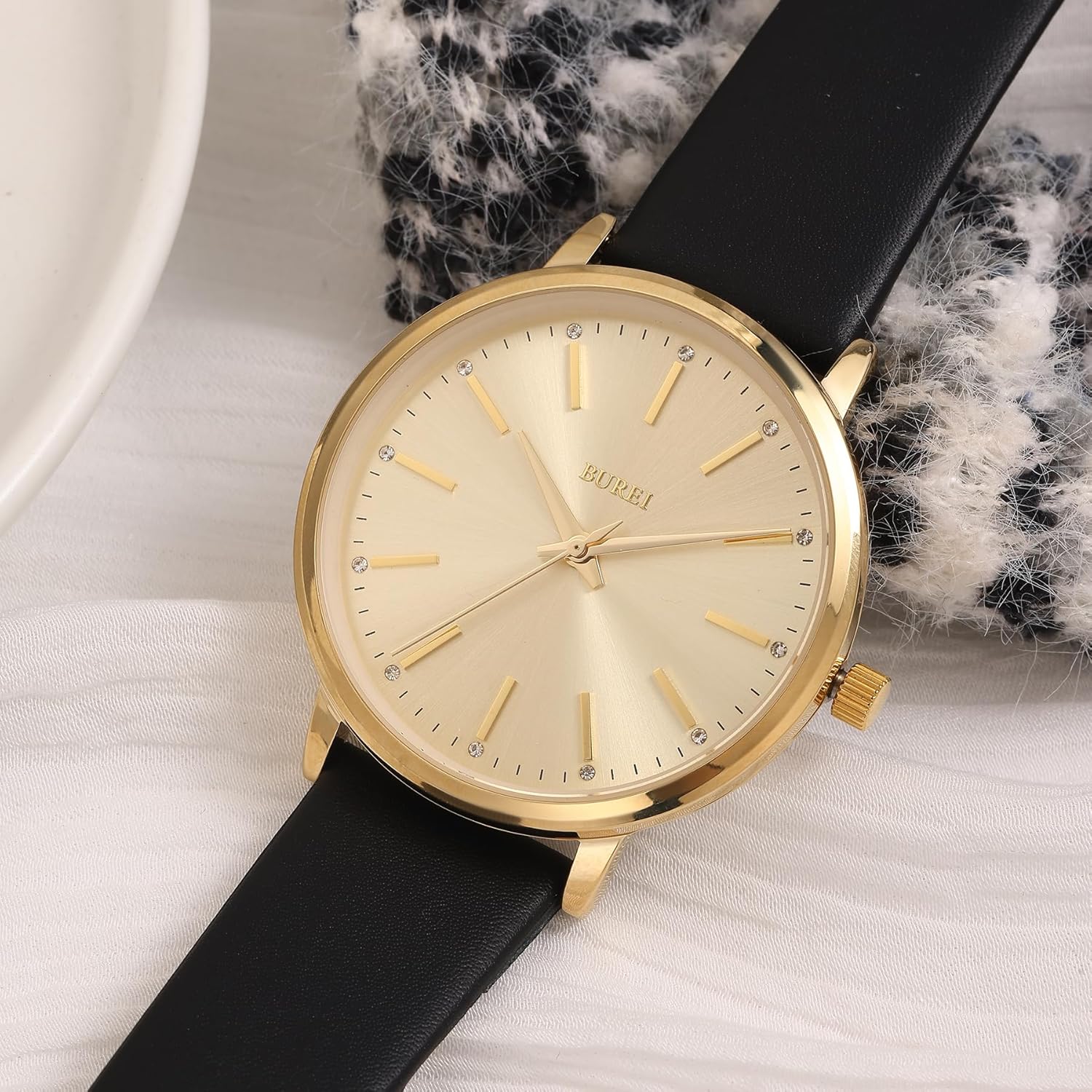 BUREI Women Wrist Watches Fashion Minimalist Analog Leather Quartz Waterproof Watches for Women