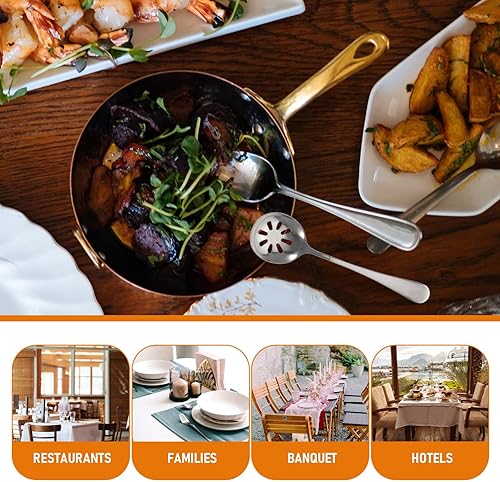 Miniatura 4 de Luxshiny 2 cucharas de servir, cucharas ranuradas, cucharas perforadas, utensilios de servir de acero inoxidable, cuchara de buffet para bufé, lata,