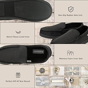 Dunlop Pantofole Uomo In Pelle Scamosciata – Fodera In Finta Pelliccia E Memory Foam – Suola In Gomma – Mocassino Da Interno – Colori Nero E Tabacco - 5