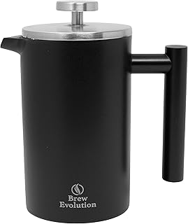 Brew Evolution 12 oz French Press | Stainless Steel Double-Walled Coffee Maker | Durable & Efficient Coffee & Tea Brewing...