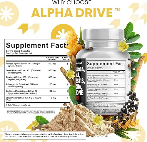 Miniatura 4 de Clean Nutraceuticals Cistanche Tubulosa Tongkat Ali Fadogia Agrestis Ashwagandha Suplemento  60 Cápsulas Hecho en Estados Unidos