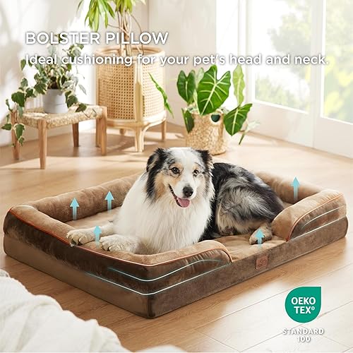 Vista 301 de Bedsure - Cama ortopédica mediana para perros, sofá cama impermeable para perros medianos, espuma de soporte con funda extraíble y lavable, forro