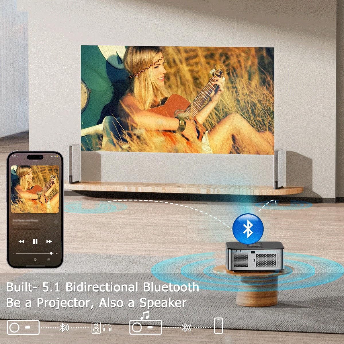 Projektor LED z systemem Android 4K 21 000 lumenów 800 ANSI Full HD 3D 1080P WiFi 5G przenośne kino domowe