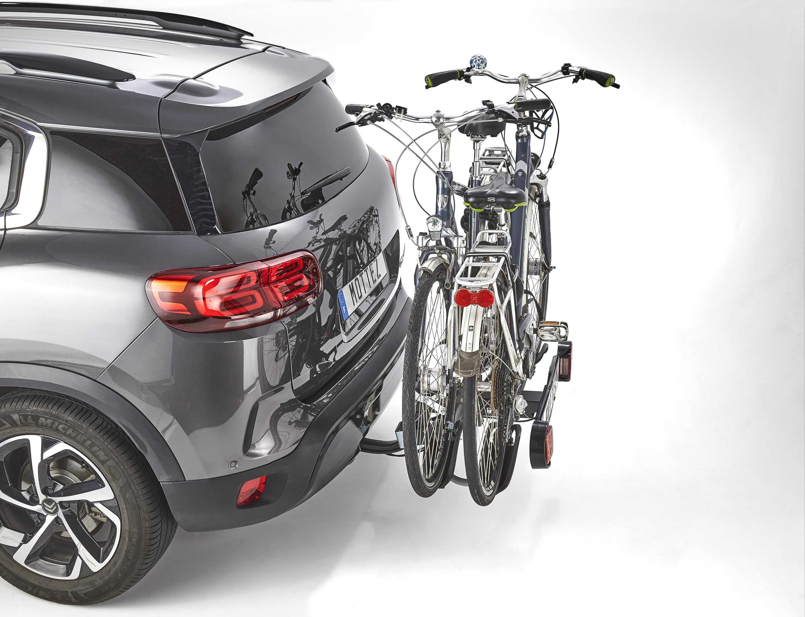Portabici 2 biciclette su gancio di traino pieghevole Premium Mottez, acciaio