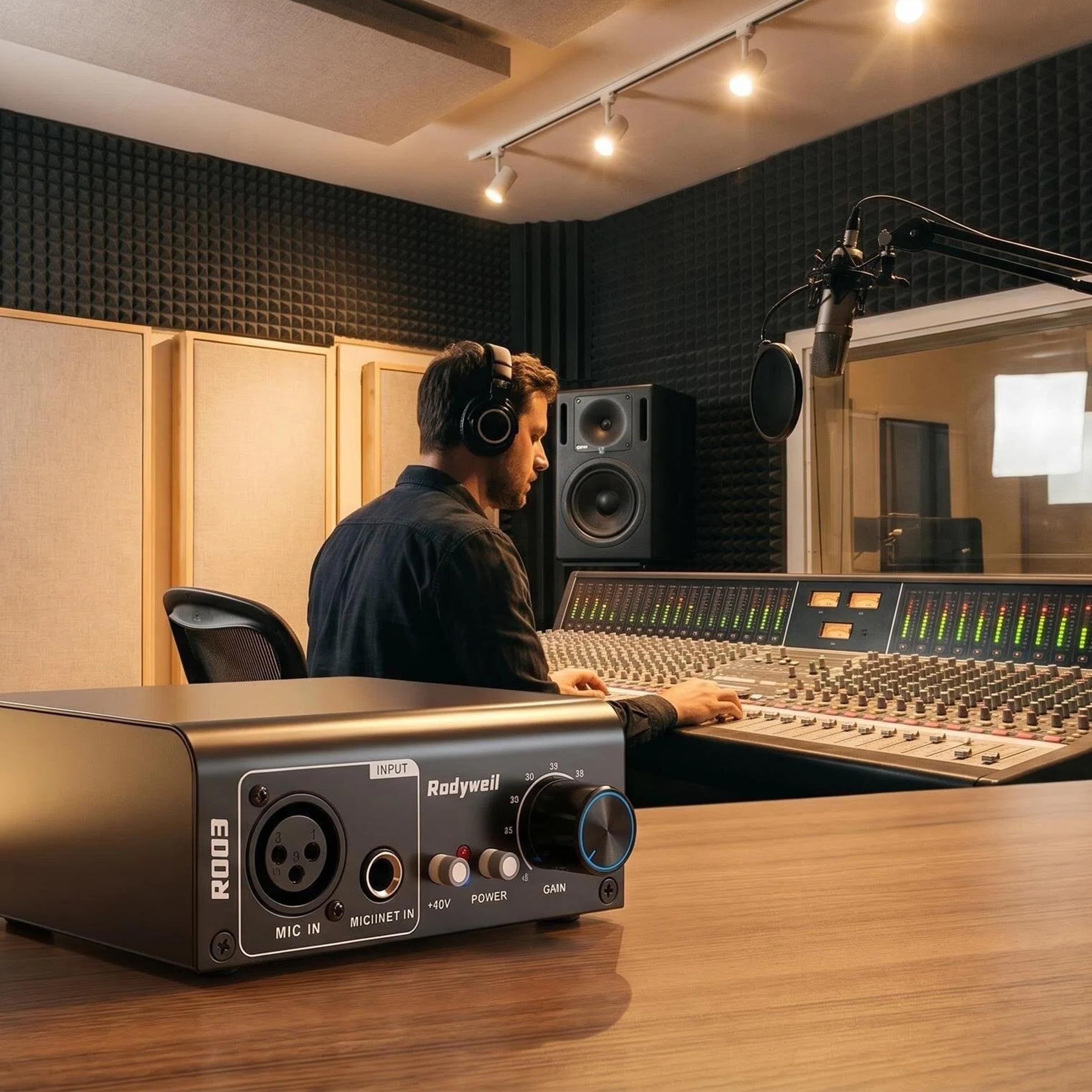 Tiptop Home Rodyweil - Amplificador de Ganancia de preamplificador de micrófono de Condensador dinámico, Ganancia máxima de 75 dB para Interfaz de Audio, transmisión en Vivo