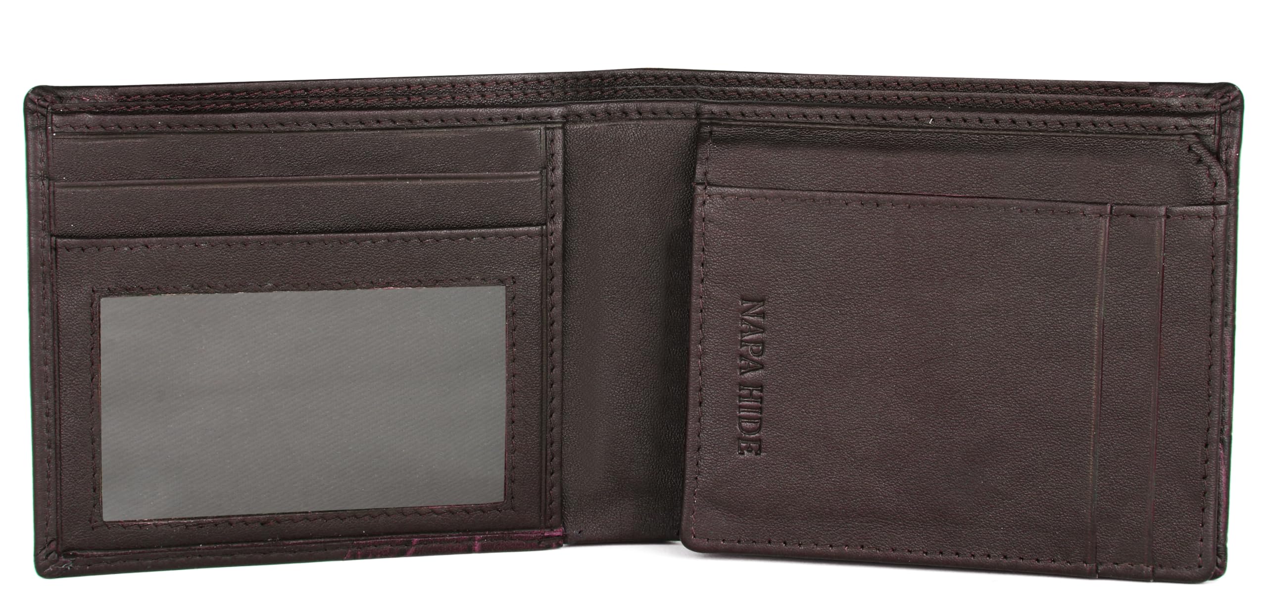 NAPA HIDE Maroon Leather Wallet for Men I 4 Card Slots I 2 Currency Compartments I 1 ID Window I 3 Secret Compartments I External Card Slot I 1 Coin Pocket 2