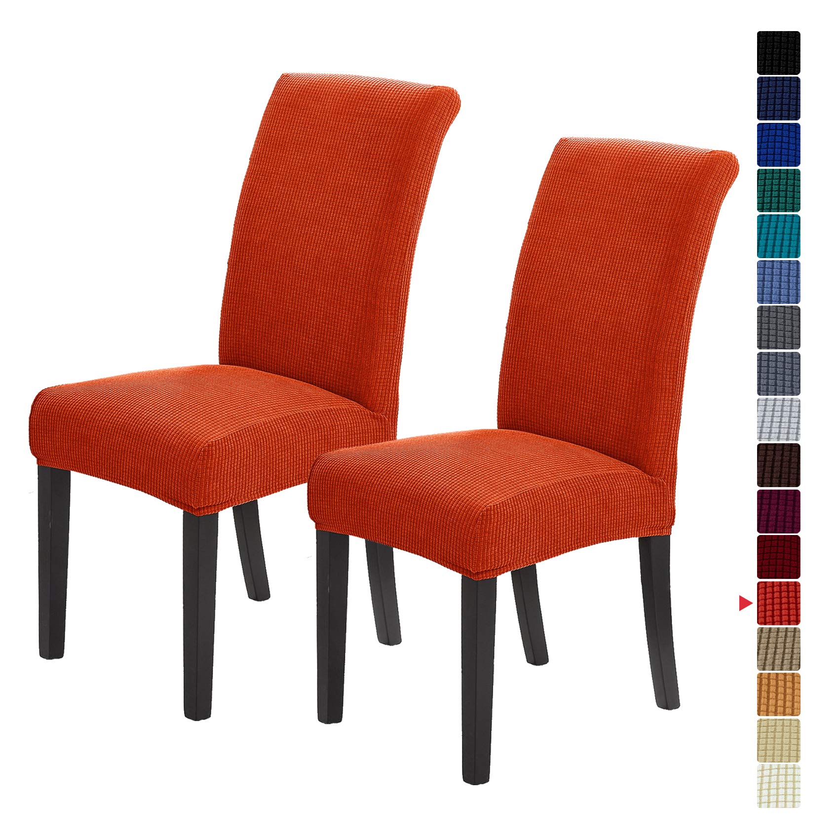 Howhic Stretch Chair Covers for Dining Room Set of 2, Removable Washable Dining Room Chair Covers, Dining Chair Slipcovers Seat Protector, Great for Home and Banquet Decor (Pureed Pumpkin, 2 Pack)