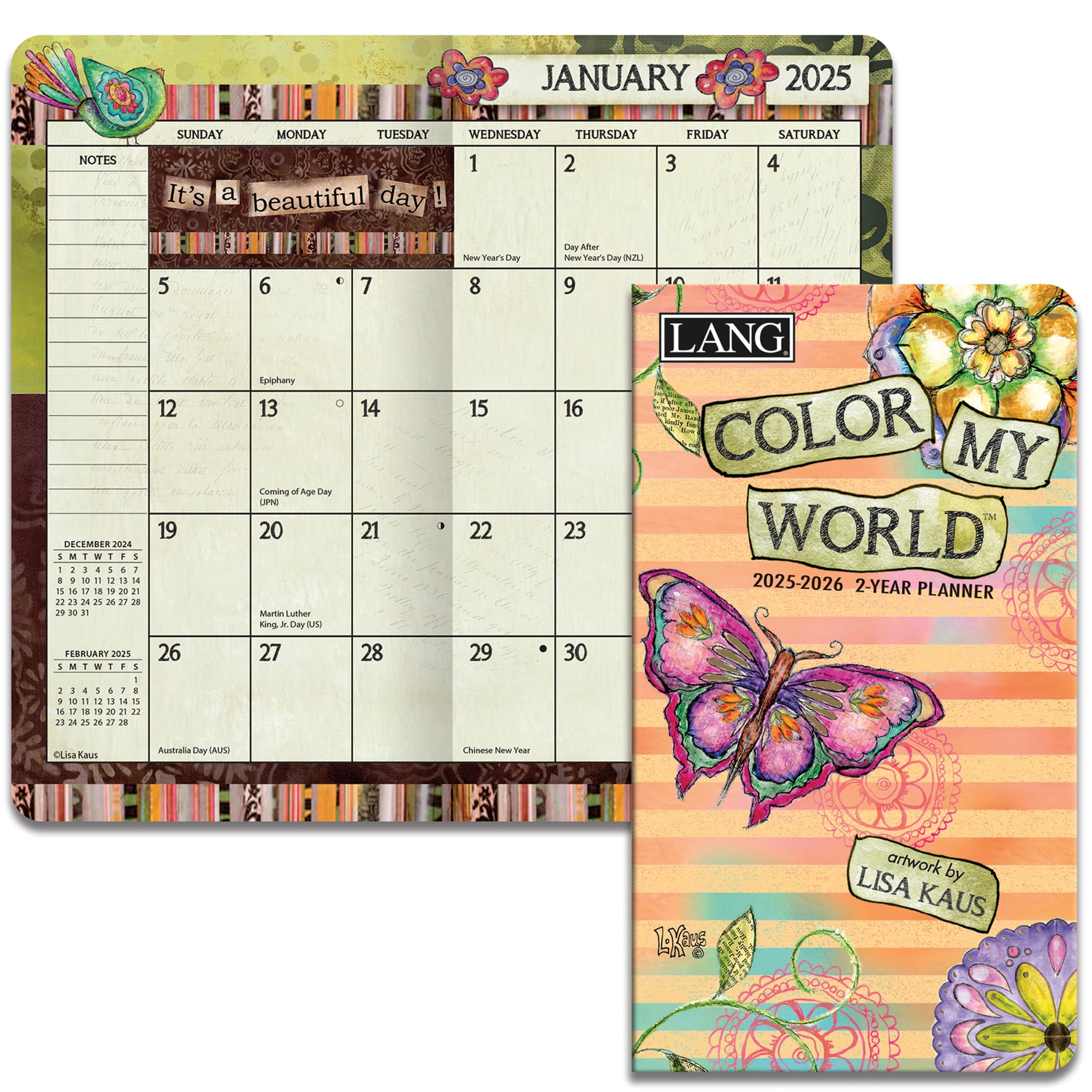 LangCompanies, Color My World 2025 2 Year Pocket Planner by Lisa Kaus