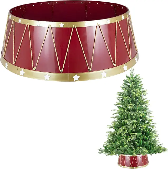 Drum Christmas Tree Collar - Foldable Tree Stand Cover for Festive Decor