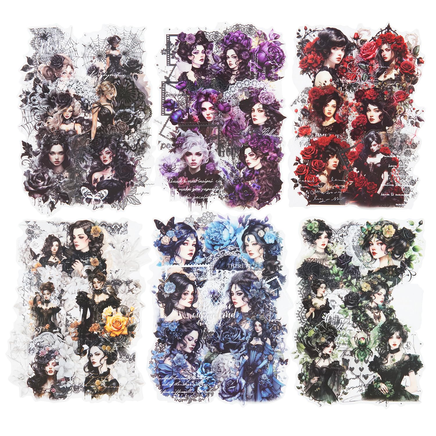 AuriicLeaf Gothic Dreamweaver PET Stickers, 60Pcs Dark Aesthetic Stickers for Scrapbooking, Journaling, DIY Crafts, and Art Supplies