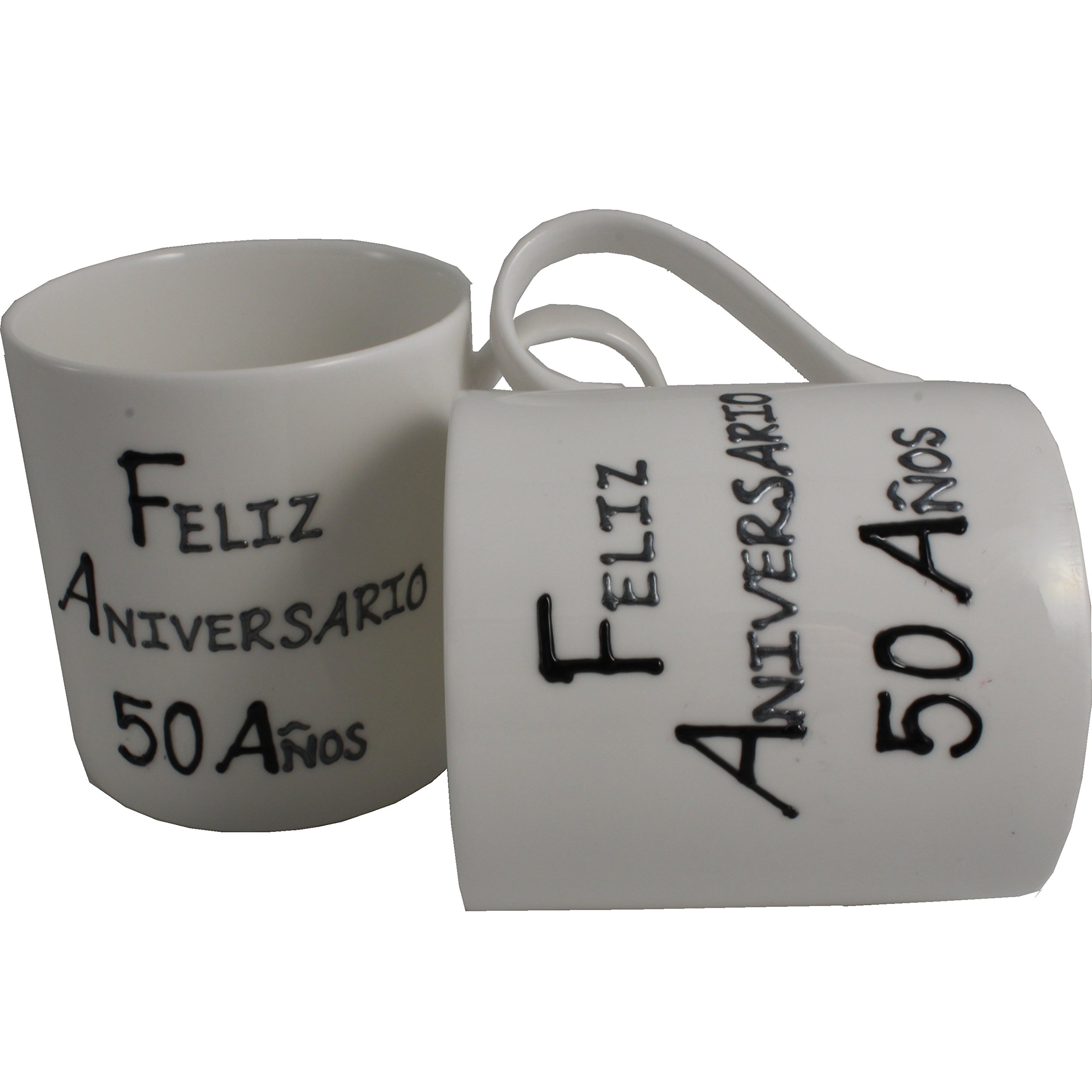 Juego de mugs de porcelana fina para desayunos de aniversario de 50 años