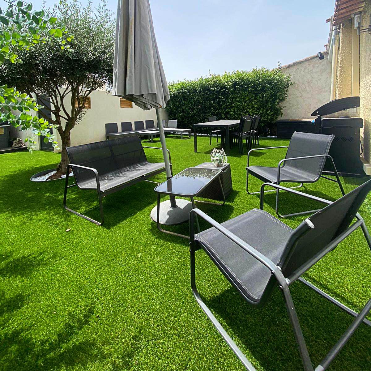 Gazon synthétique 45 mm rouleau 1x3 m – Pelouse artificielle ultra réaliste – Anti-UV, sans entretien, haute densité – MGS