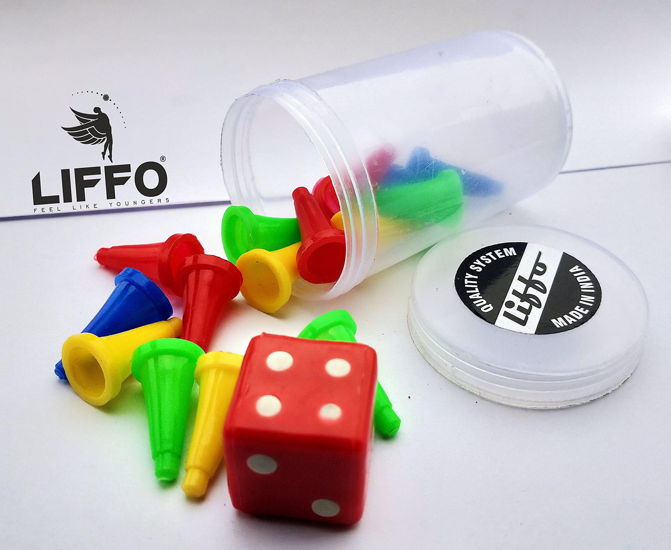 Liffo® Ludo Plastics Dice and Tokens Big Dice Shaker (Multicolor) - Pack of 2 - Image 3 thumbnail