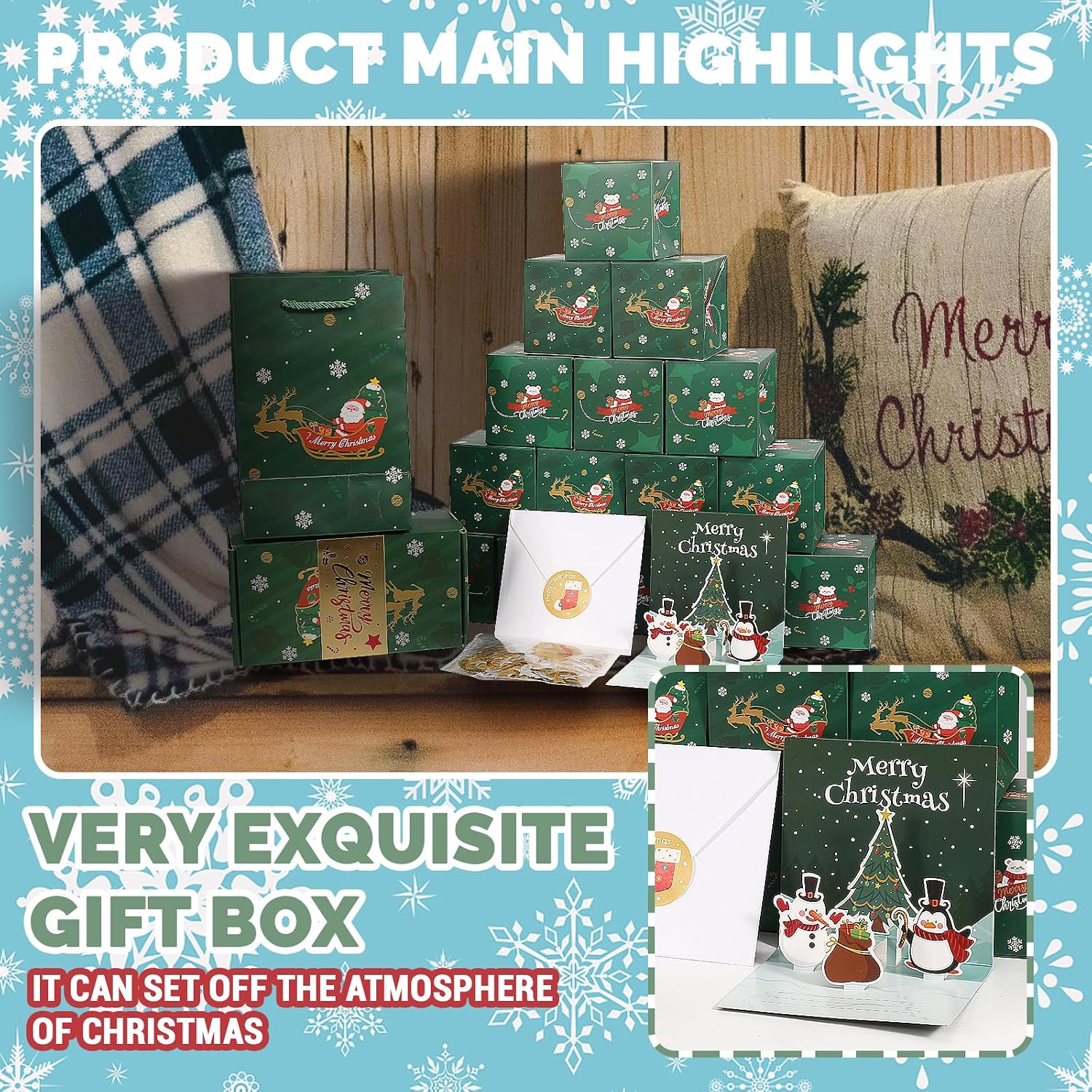 CFGPMM Surprise Explosion Gift Box for Money with Christmas Pop Up Card, 20 Pcs Folding Bouncing Boxes and Gold Silver Confetti, Creative Xmas Gifts for Party Birthday Decor (Green) image 5
