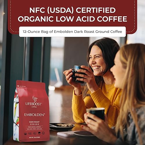 Miniatura 5 de LIFEBOOST - Café tostado oscuro molido, sin OMG, baja acidez, certificado como orgánico por el Departamento de Agricultura (USDA), con certificación