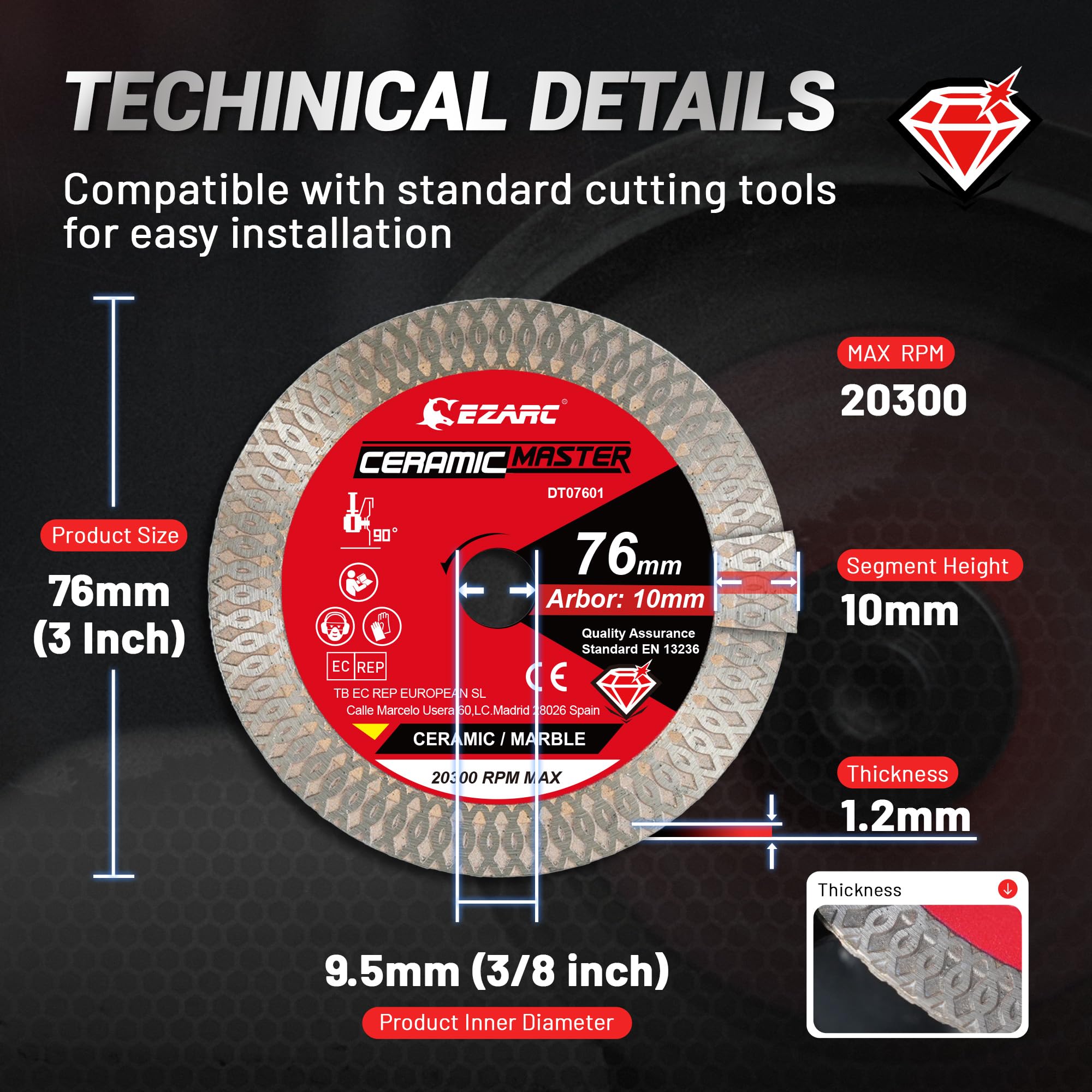 EZARC 76mm Diamond Cutting Disc - Image 3
