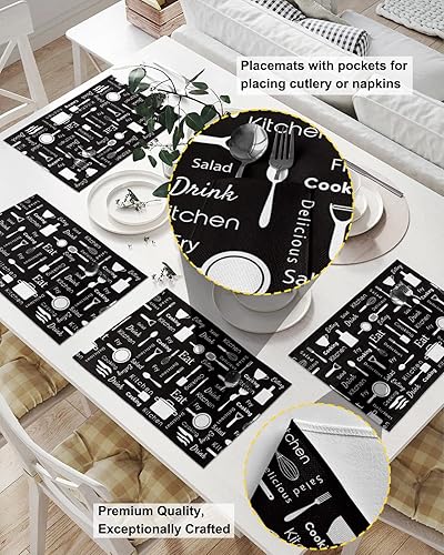 Miniatura 9 de Manteles individuales rústicos de verano con hojas verdes de limón para mesa de comedor, juego de 2 manteles individuales de lino de algodón con