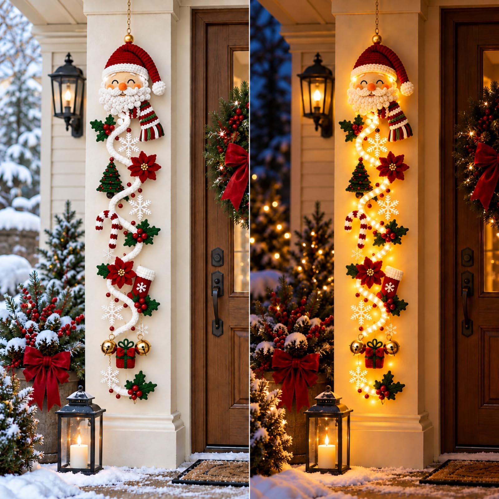 Glowing Christmas Door Hanger, Lighted Christmas Door Hanger，#F
