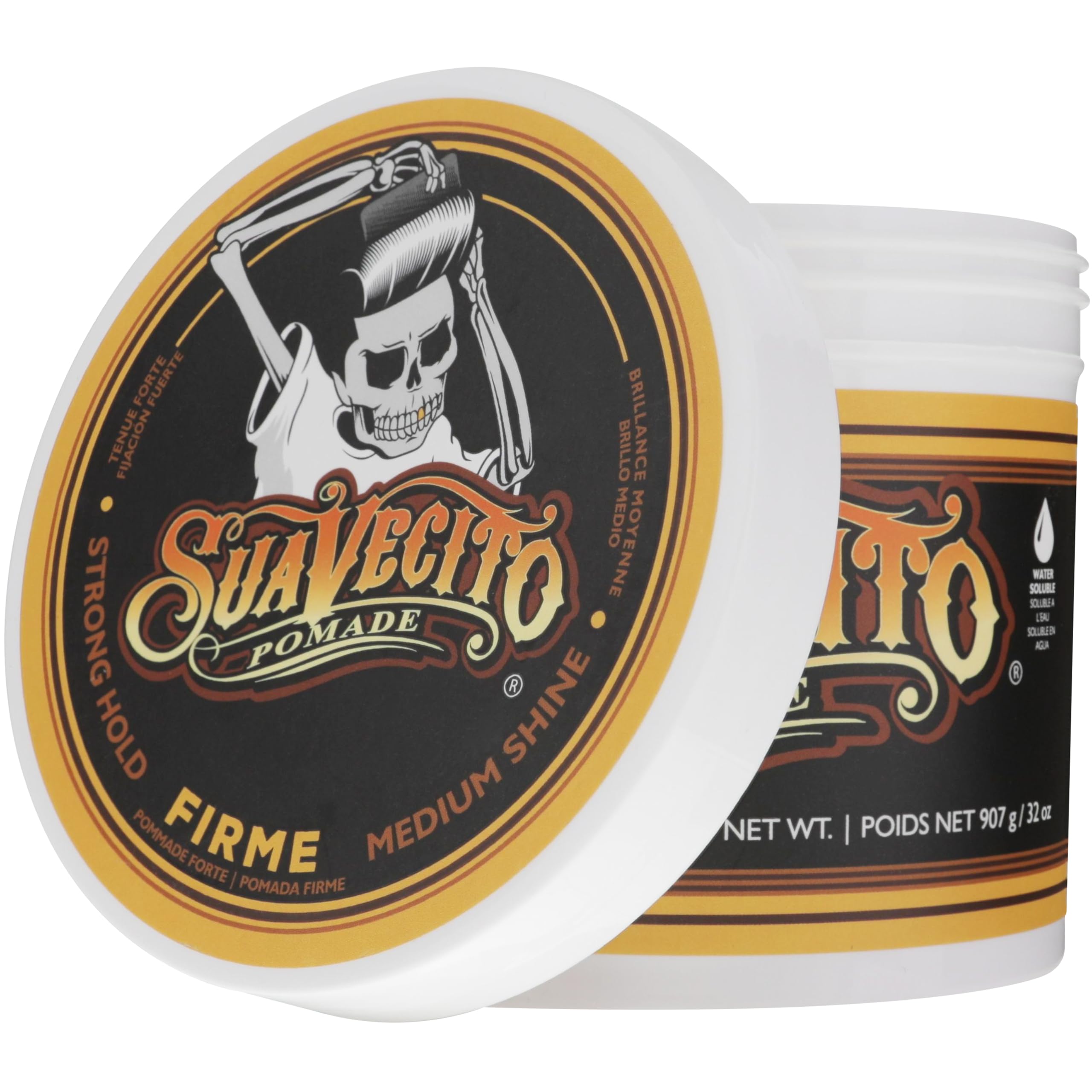 Suavecito Firme Strong Hold Pomade Maximum Hold High Shine 908g | Maximum Hold High Shine Non Flaking Formula. Easy to Apply and Wash Out. Ideal for All Day Control and Professional Use.
