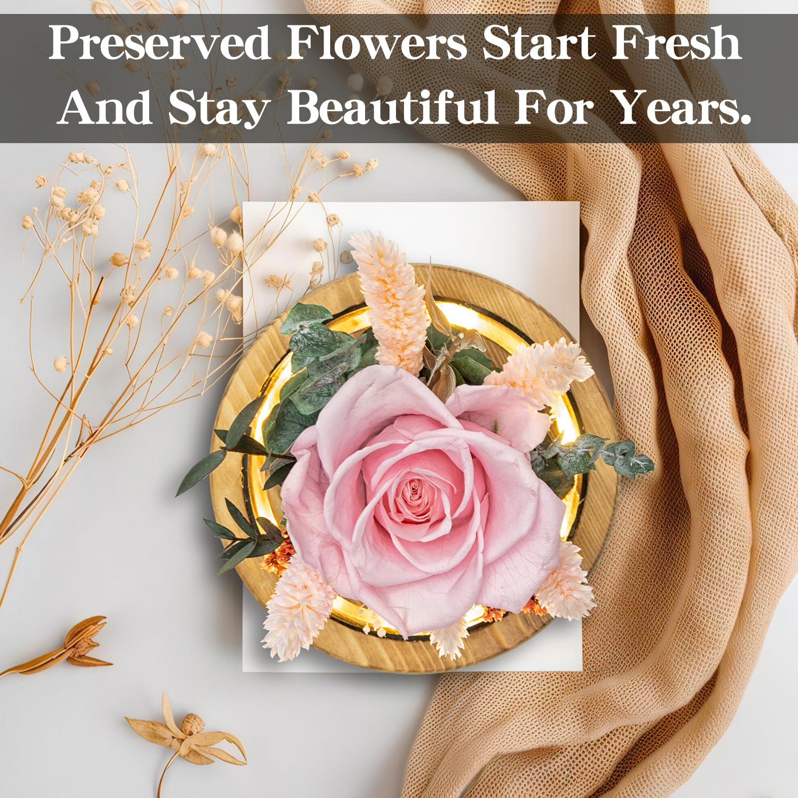 Regalo Flor Regalos de flores preservadas para mujeres, rosas preservadas rosas en cúpula de cristal, arreglos florales de rosas reales, flores para siempre para mamá, regalos de cumpleaños para