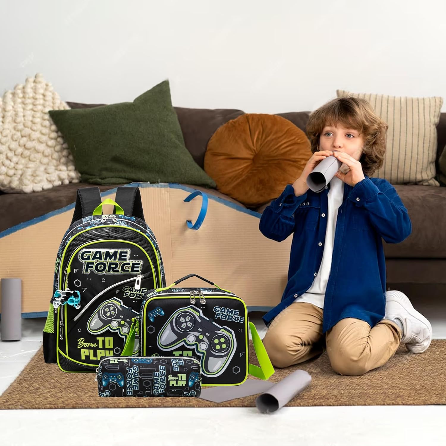 Meetbelify Kids Backpacks for Boys School Backpacks for Elementary Students Ages 8-10 Kids Travel Laptop Bookbag with Lunch Box Pencil Case 3 in 1 Backpack Set for Boys