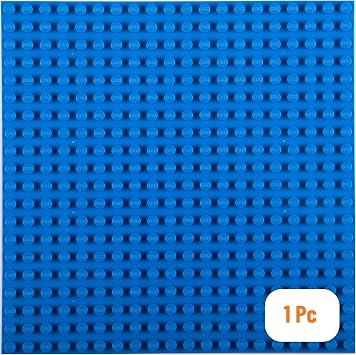 Strictly Briks Big Blocks Baseplate - Creative Building Blocks Play - Compatible with Lego Brick Pieces - Blue, 13.75 x 16.25 in