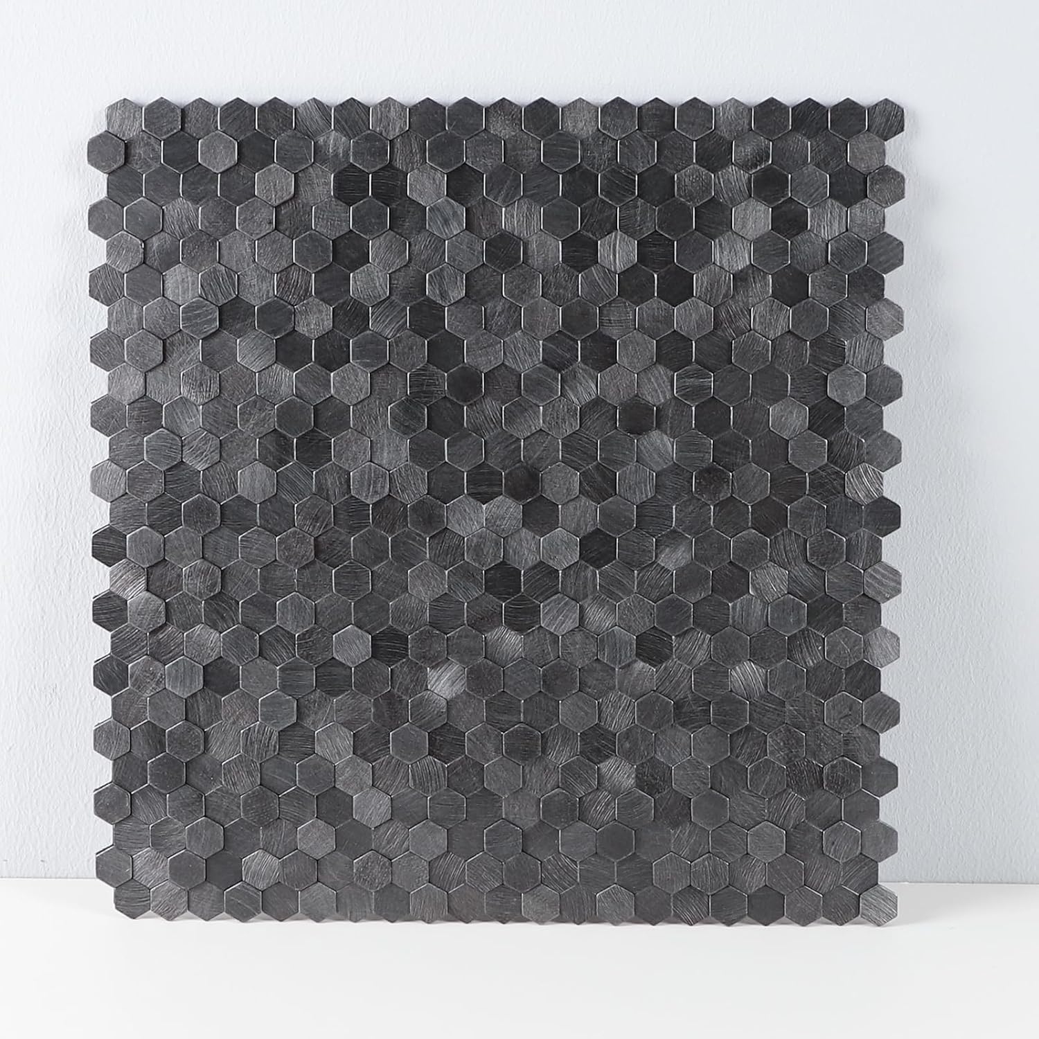 Peel and Stick Metal Tiles, 3D Mini Hexagon Glod Self Adhesive Metal Mosaic Stick on Tiles for Feature Wall（Pack of 6）