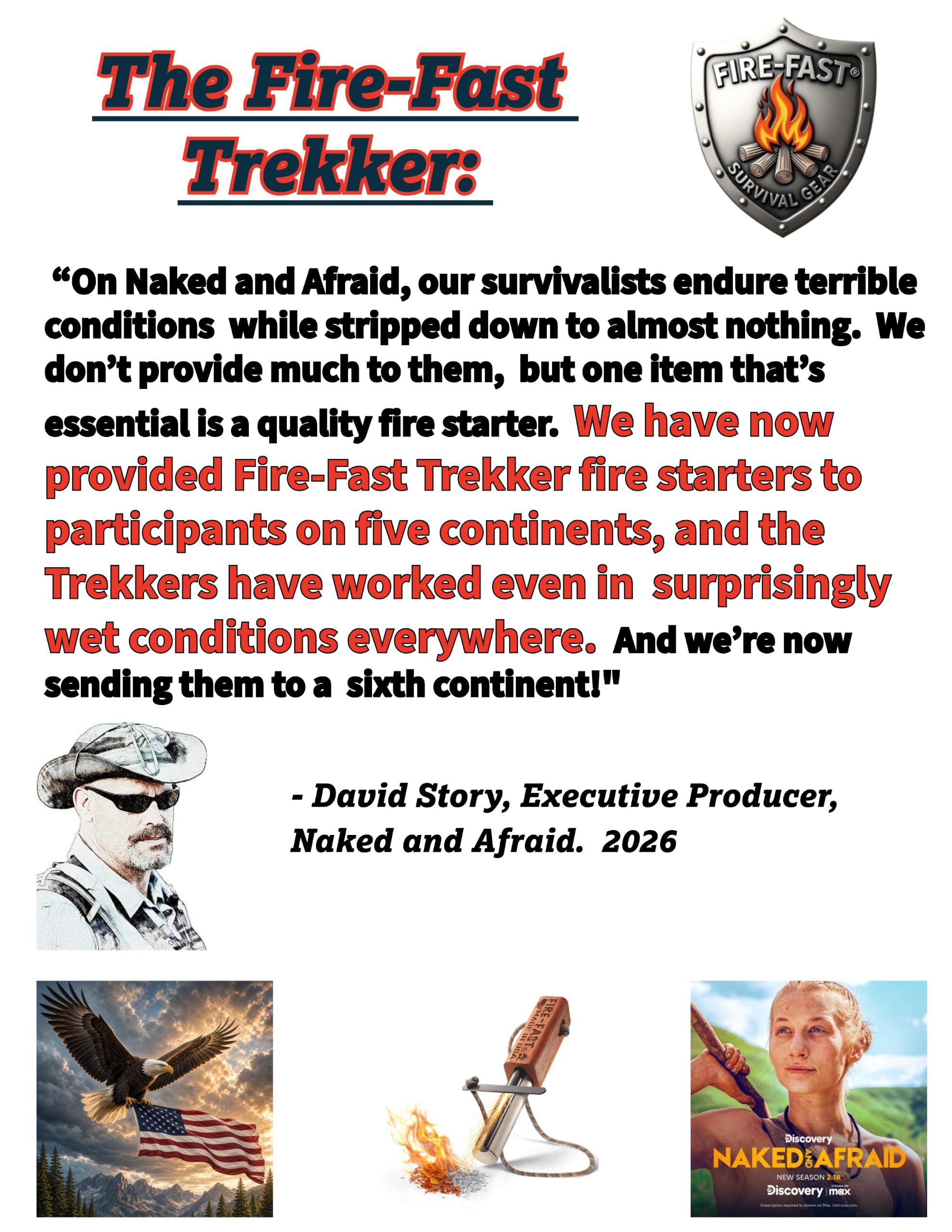 Trekker de Fuego Rápido. El mejor iniciador de fuego de supervivencia impermeable de emergencia. Magnesio y Euro Fire Steel Ferro Rod. Herramienta compacta y duradera para buhcraft, camping, mochileros, senderismo, caza o bolsa de insectos.