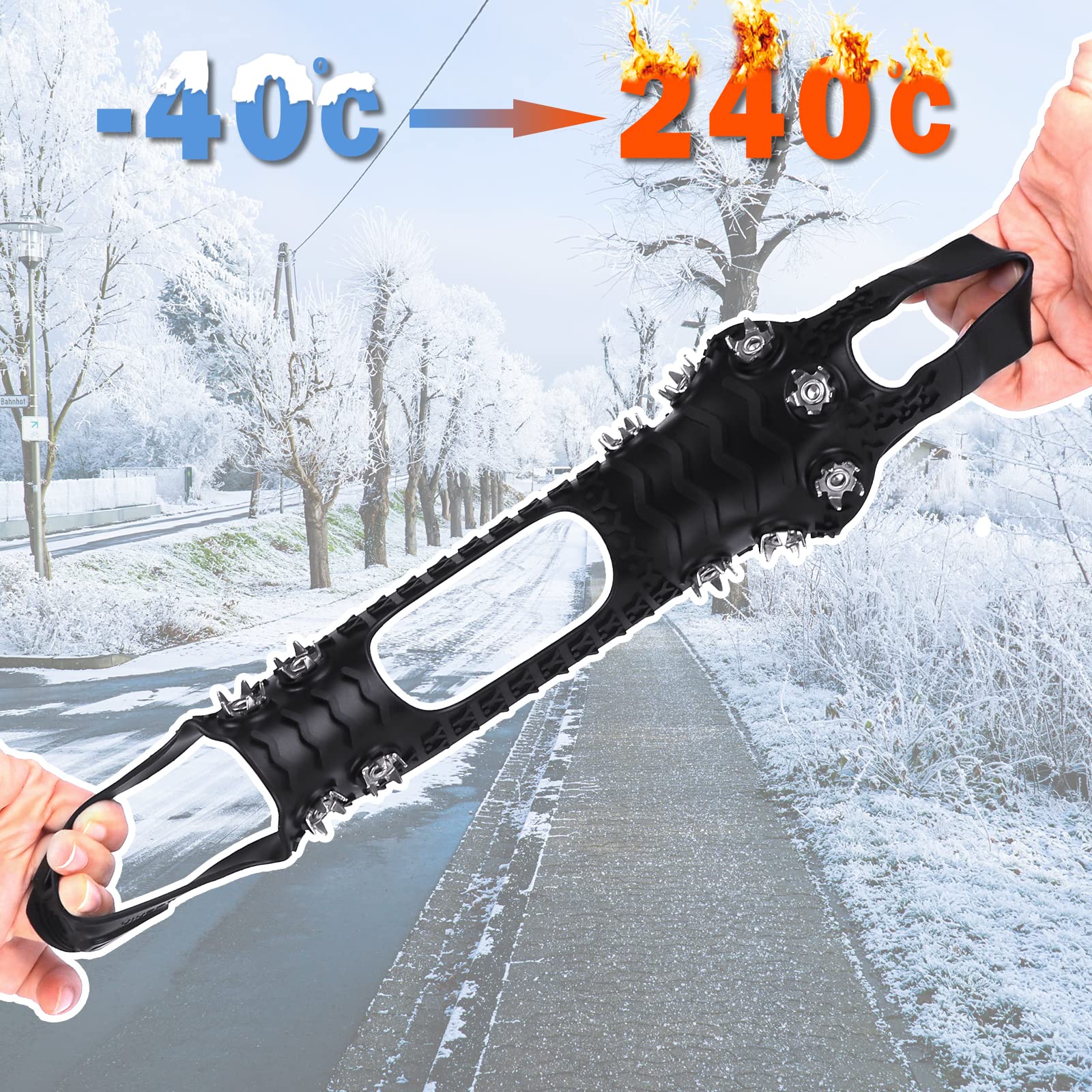 Lechin Ramponi Ice Tacchetti 11 Borchie Neve Ghiaccio Ramponi Tacchetti Spikes Ramponi per Scarponi Trazione Antiscivolo su Scarpe Stivali per passeggiate ed escursioni in inverno