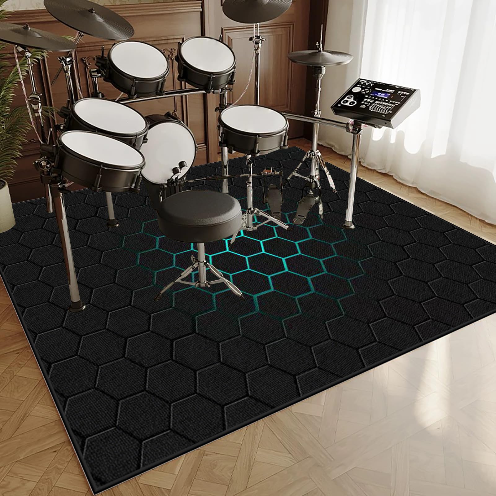 Drum Teppich Schallschutzmatte Schlagzeug Teppich 120 x 100 cm Schlagzeugteppich Drum-Matten-Teppich Schalldicht Teppiche Schallschutz Teppich Drum Rug Drum Matte Drumteppich Musikinstrumentenmatte
