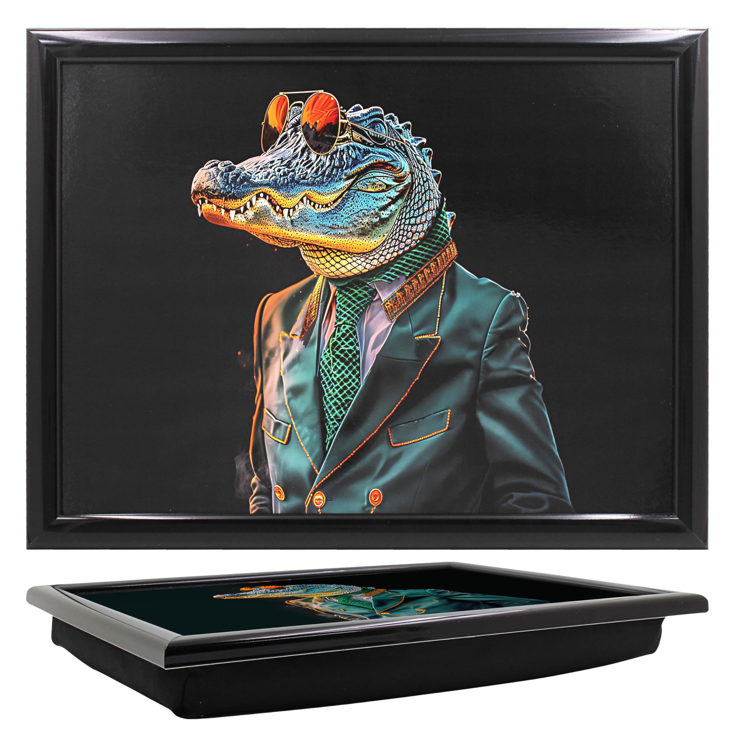 Lesser & Pavey Urban Art Crocodile Rock Laptray For Food Serving & Breakfast | Comfortable Lap Trays With Bean Bag Cushion For Home & Daily Use | Durable Lap Trays For Eating On Lap For Adults
