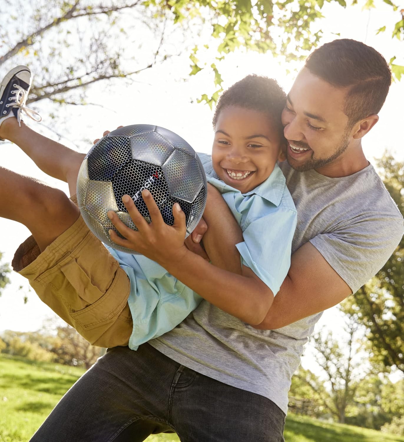 Soccer Ball - Premium Boy and Girl Official Match Ball with Cool Reflective Iridescent Rainbow Hex Pattern, Durable, Indoor, Outdoor, Training, Practice, Playtime and Games