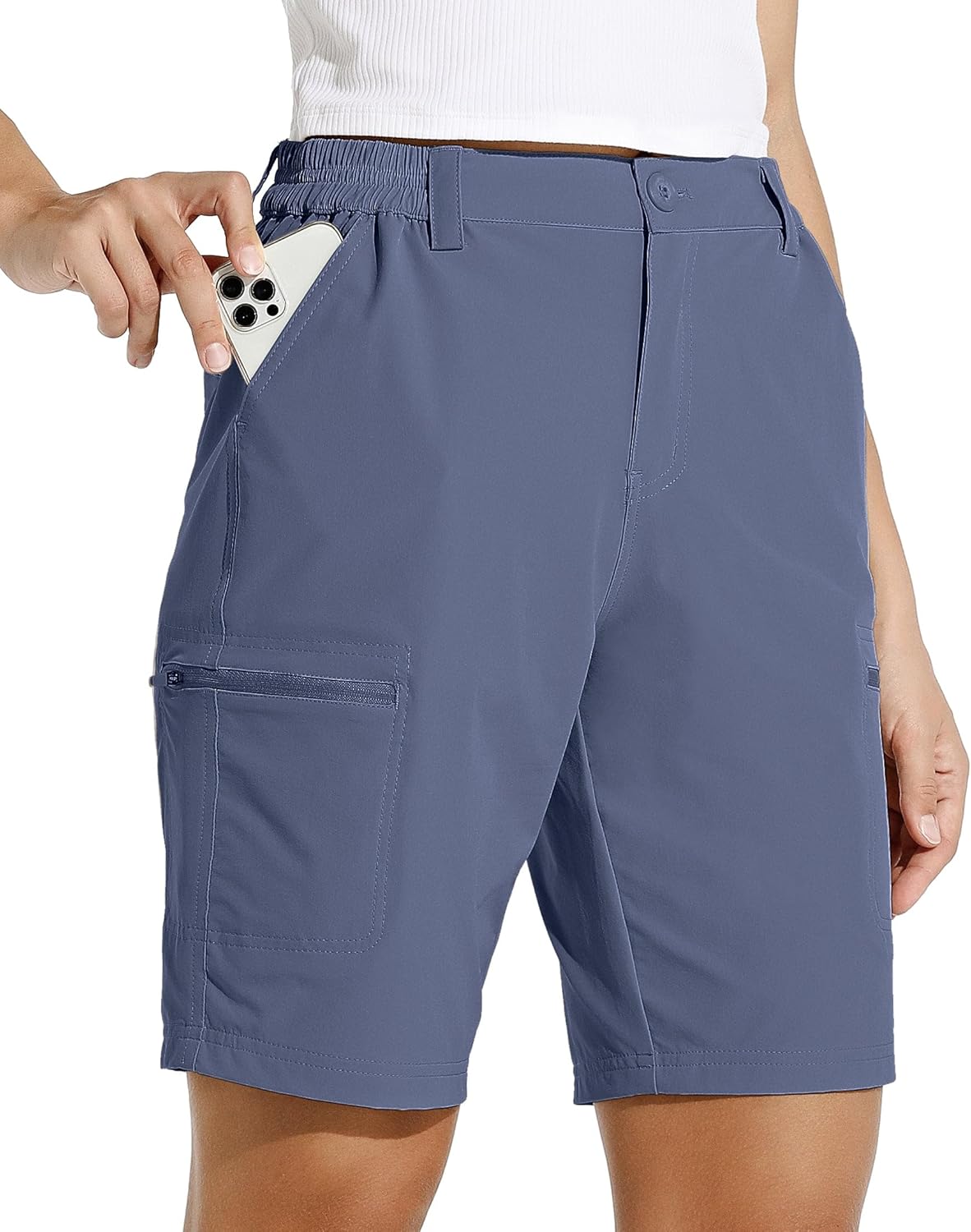 Willit Women's 10" Hiking Cargo Shorts Stretch Golf Active Long Quick Dry Outdoor Summer Shorts