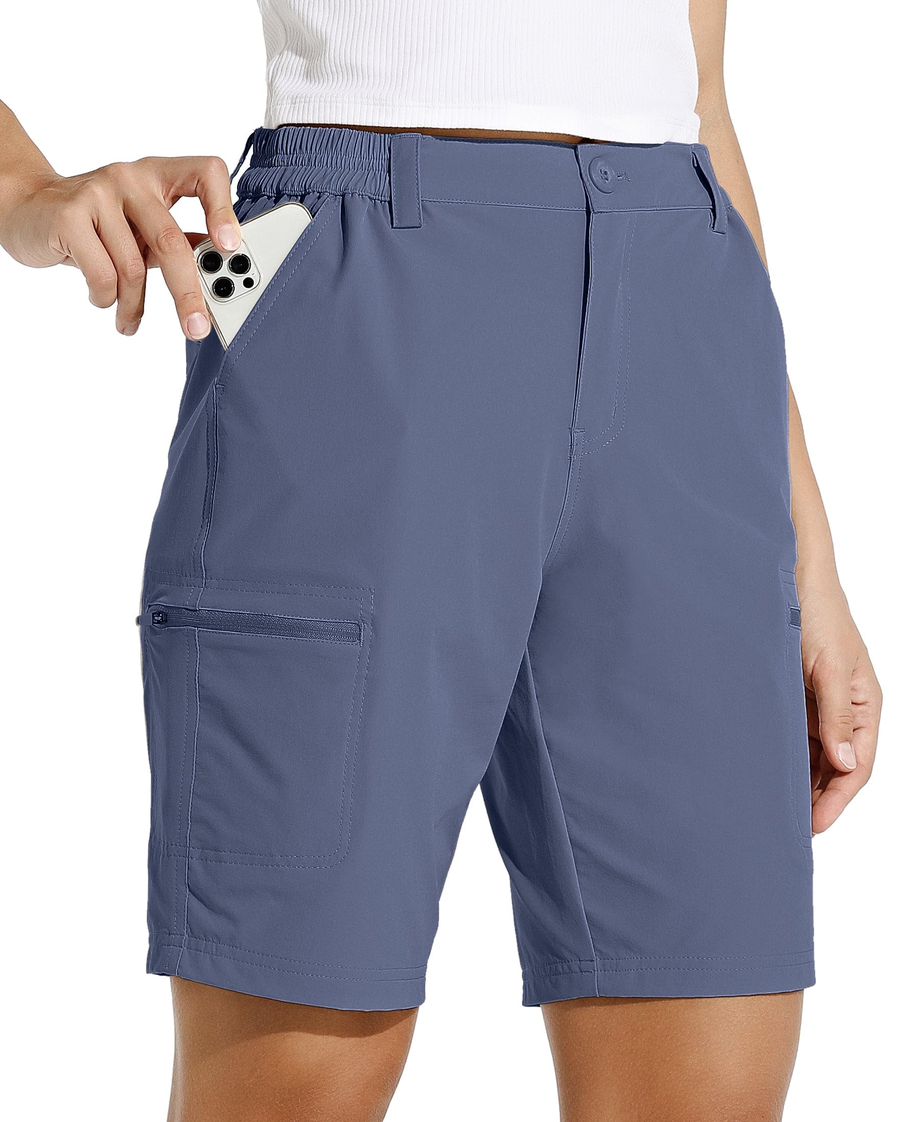 Willit Women's 10" Hiking Cargo Shorts Stretch Golf Active Long Shorts Quick Dry Outdoor Summer