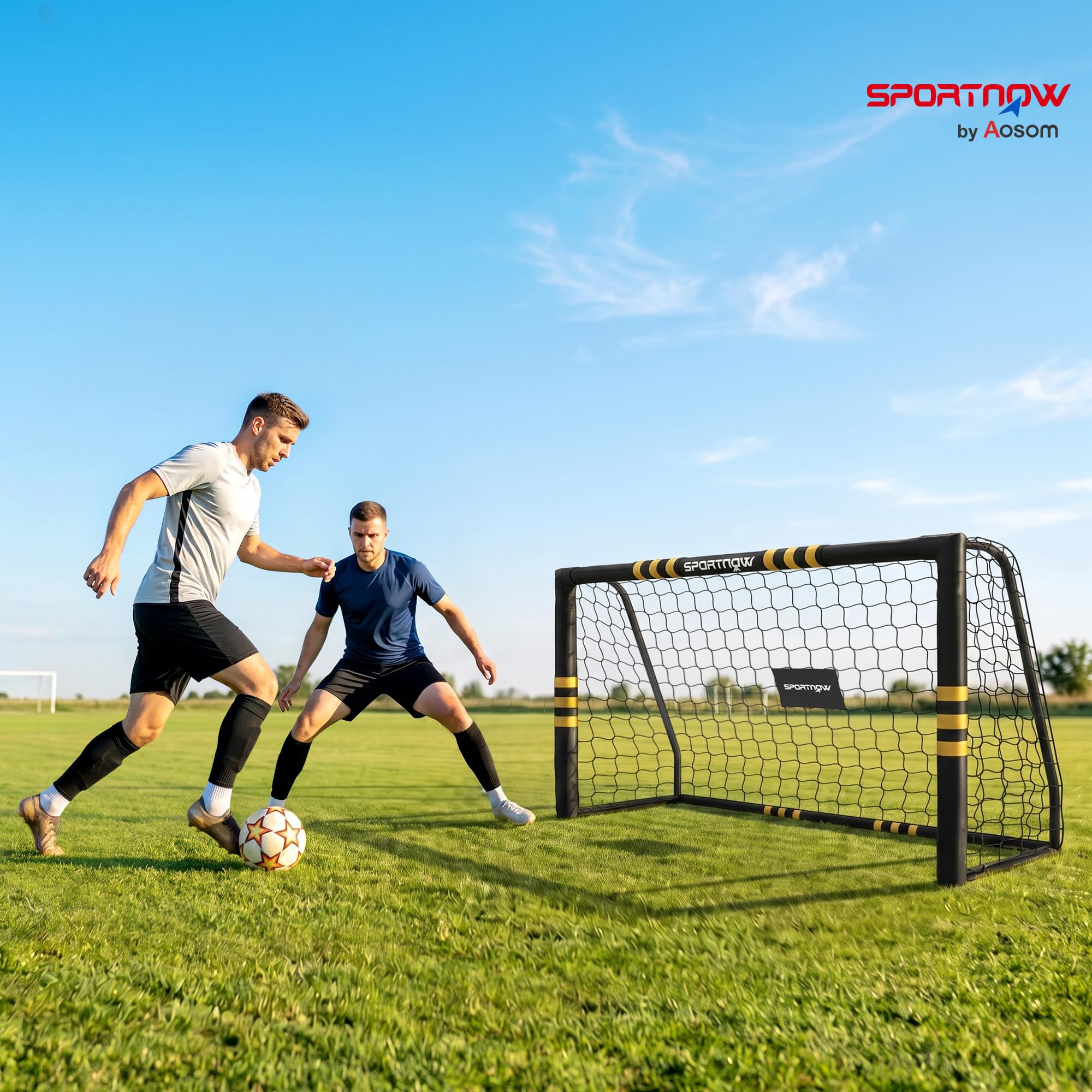 SPORTNOW Portería fútbol 6 x 4ft Red fútbol portátil con estacas Tierra