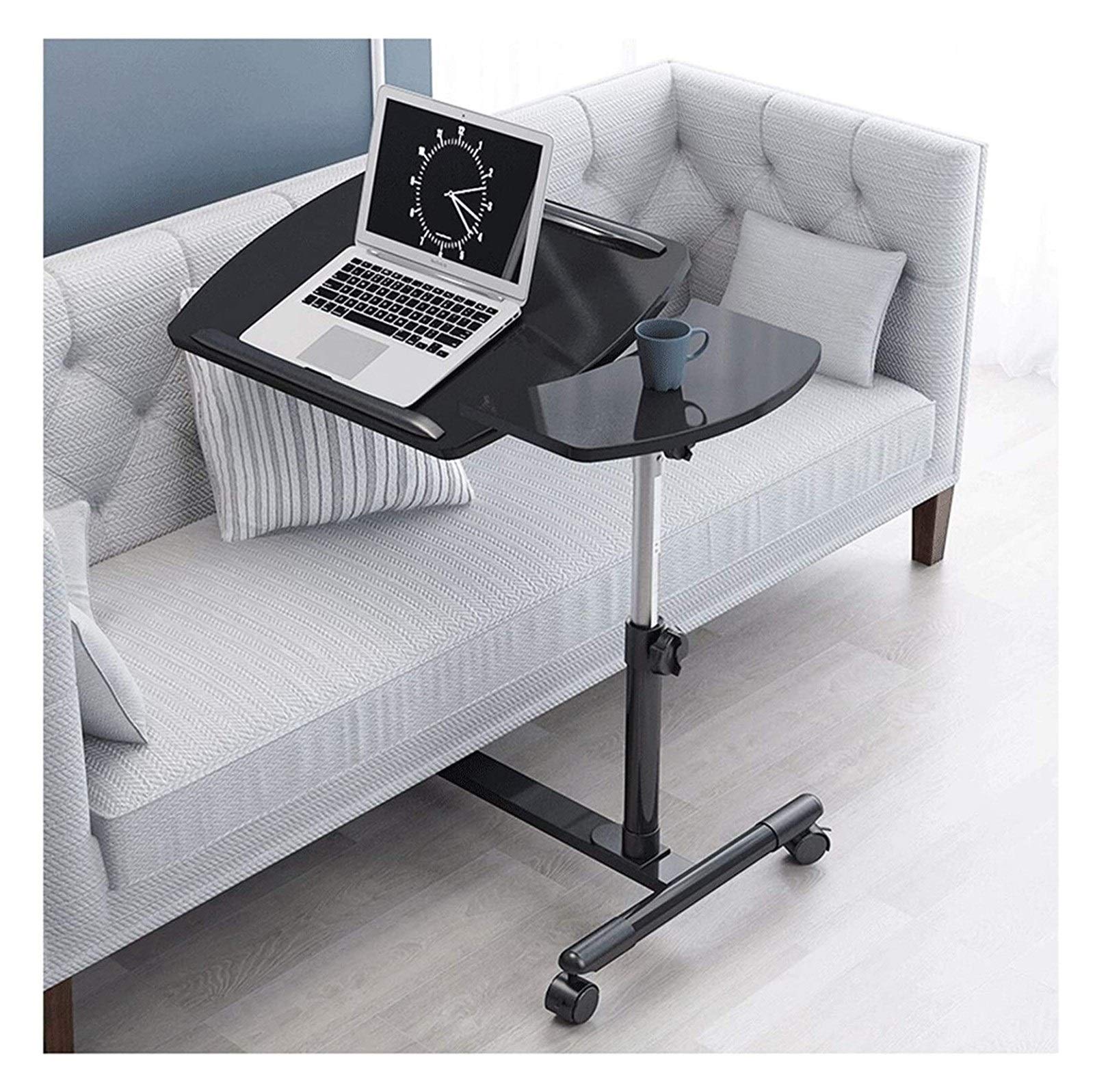 Bureau de Chevet Base en Forme de C Bureau d'ordinateur Portable Bureau à Domicile Canapé Tables d'extrémité latérales Jours Table de lit Bureau d'ordinateur Mobile réglable en Hauteur
