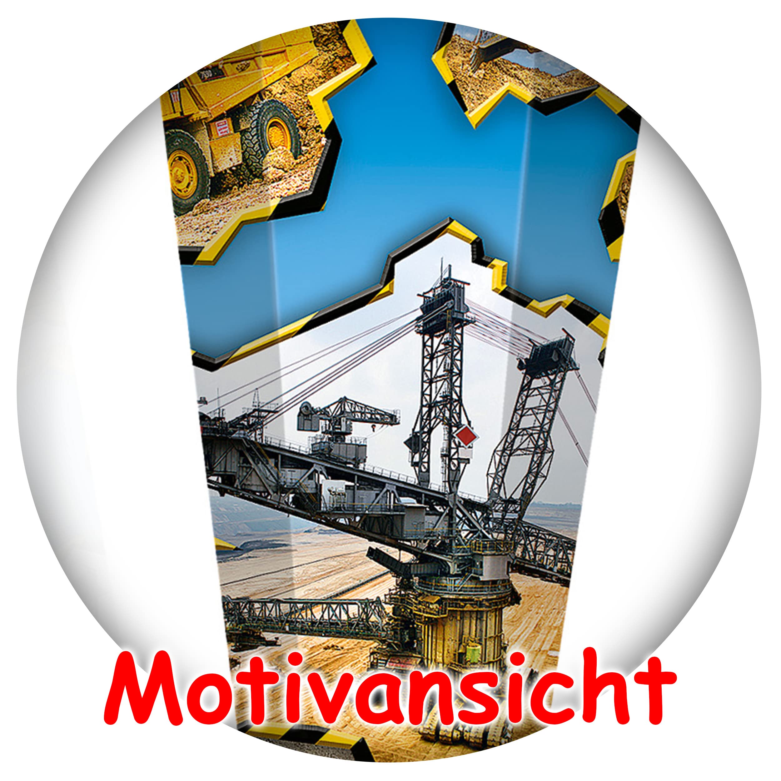 alles-meine.de GmbH Schultüte - mit 3D Glitzer - Effekt ! - Baustelle - Bagger Tagebau - 50-85 cm - Größe wählbar - inkl. komplette Füllung + Bänder Schleife + Kunststoff Spitz..