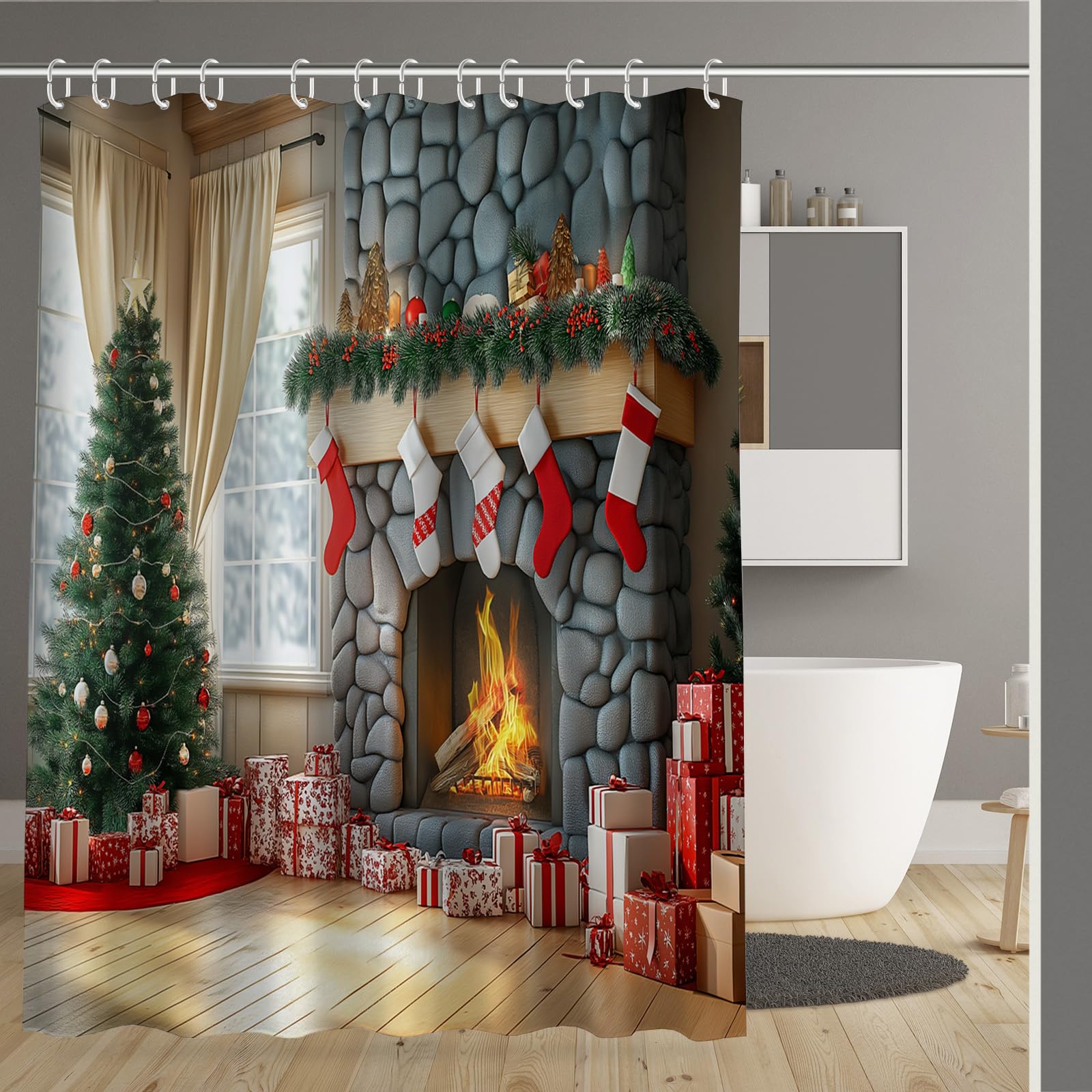 Rideaux de bain en polyester haut de gamme 180x180cm lavable pour salle de bain moderne