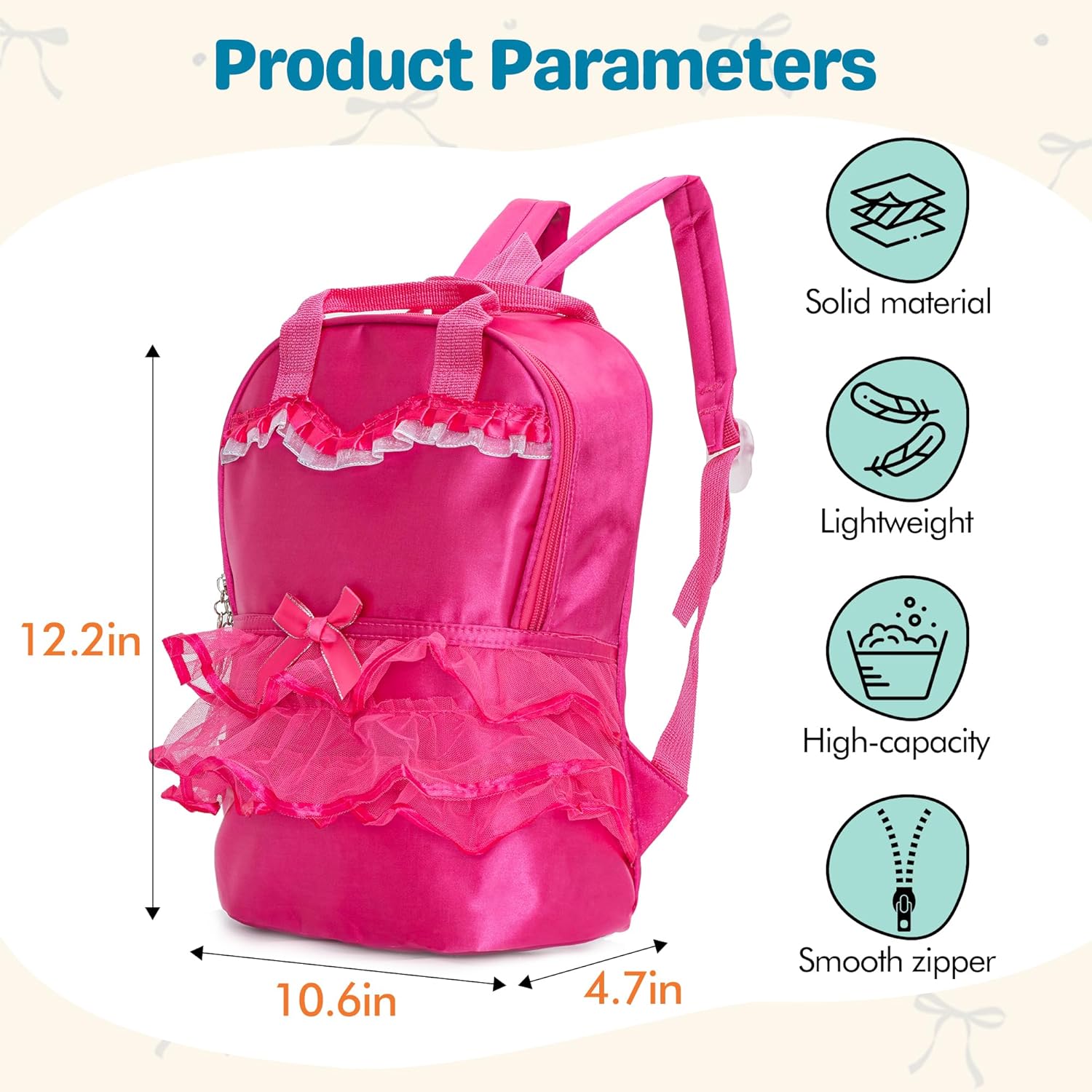 Ballet Dance Backpack Personalized Tutu Dress Dance Bag for Little Girls Custom Carry On Ballet Bag for Latin Yoga Tap Jazz, Custom Ballerina Gifts (Rose Red)